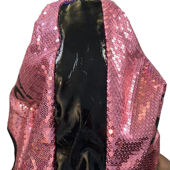 Kitson Los Angeles Pink Sequin Black Trim Tote Bag - Picture 4 of 9